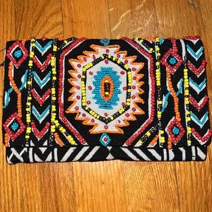 NWT Sasha Tribal Beaded Clutch